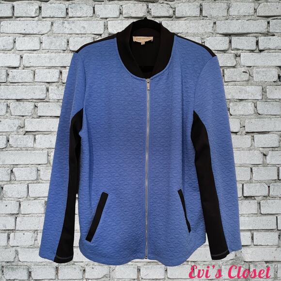 Jones New York Sport Women's Quilted Textured Pattern Jacket. Periwinkle Blue XL - Picture 1 of 7